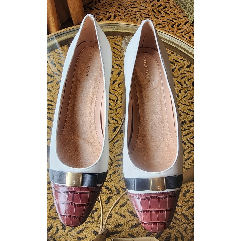 $160 Cole Haan Women's Go-To Malta Powder Leather Bow Wedge Size 9.5 W35769